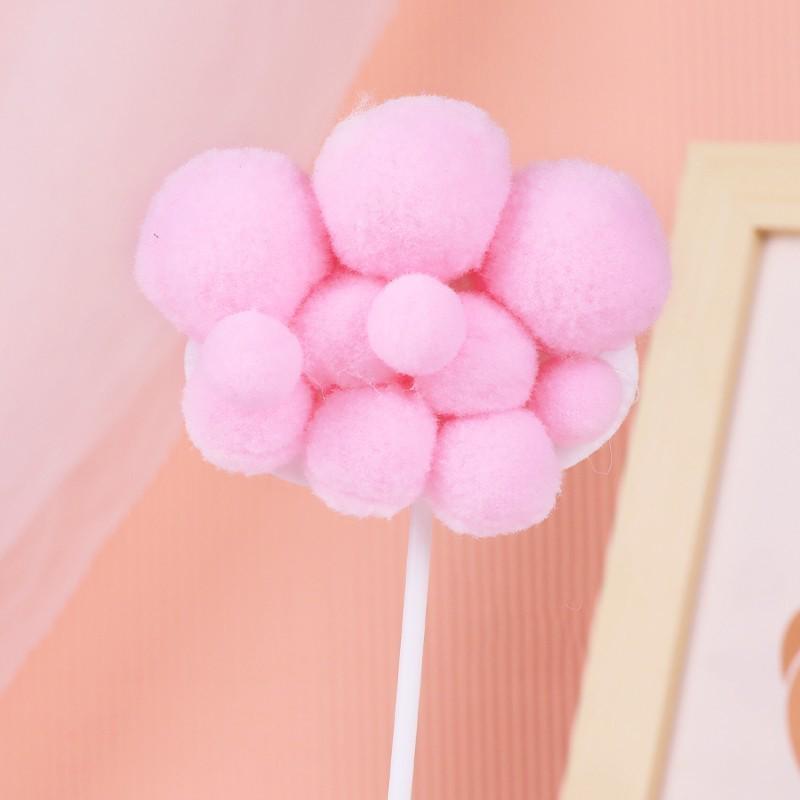 Pink Themed Cake Decor: Heart & Cloud Balloons with Insert Cards for Birthday Parties