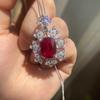 Red Zircon Floral Pendant Necklace, Suitable for Luxurious Jewelry Worn By Banquets and Brides, and Holiday Gift Giving