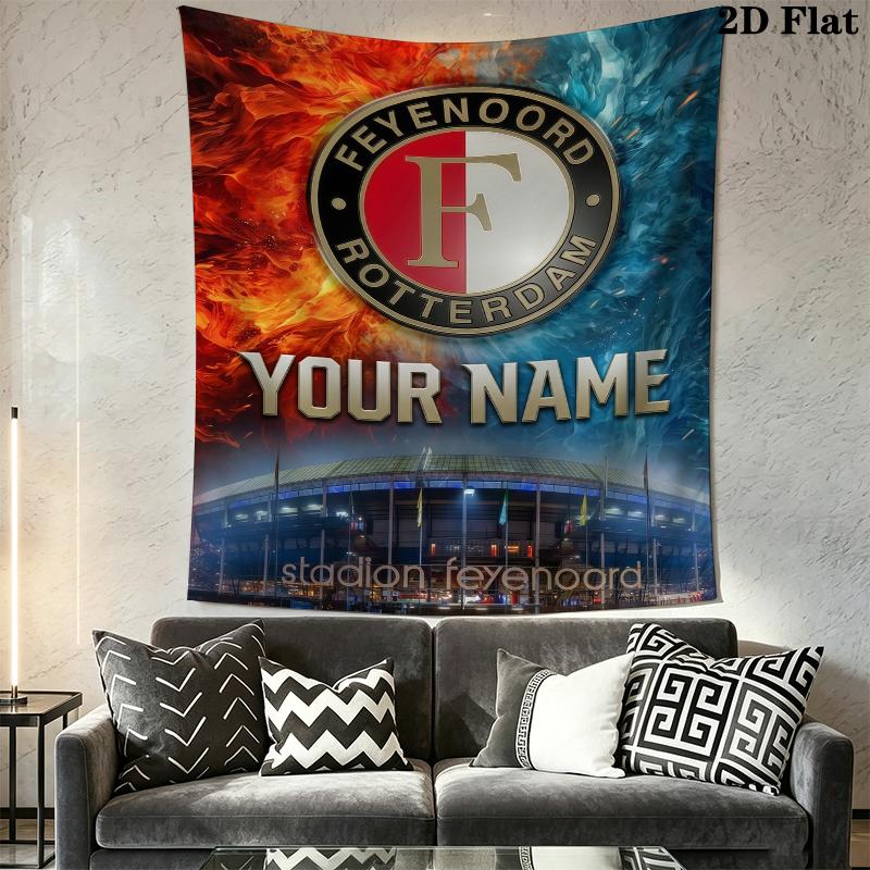 Custom Name Feyenoord Wall Tapestry Aesthetic Wall Hanging Printed Fabric Blanket Decorative Tapestries for Bedroom Living Room Home Decor