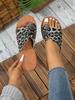 2025 summer new leopard print soft bottom casual one-word with set toes European and American fashion personalized women's slippers