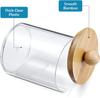 Acrylic Storage Box Bathroom Jar Makeup Organizer Cotton Round Pad Holder Cotton Holder Dispenser with Bamboo Lid Clear Plastic