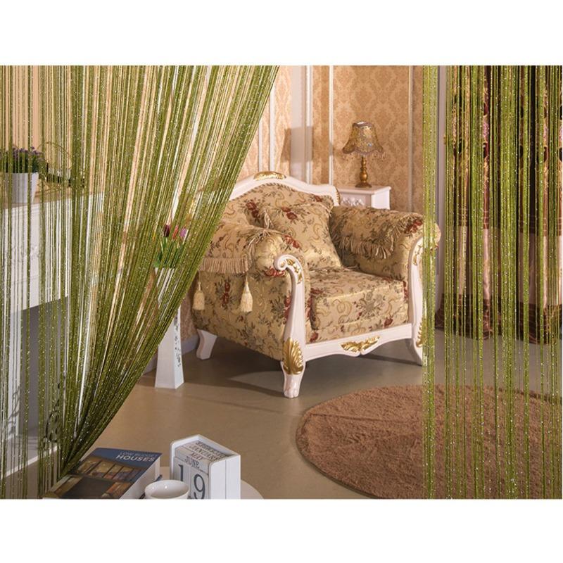 100x200cm Romantic Decoration Curtains Shiny Silvery Line String Tassel Sheer Curtain for Home Living Room Bedroom,1PC