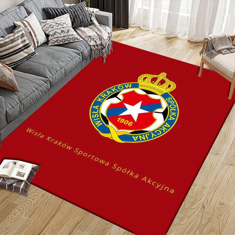 Wisla Krakow Logo Flannel Printed Carpet, Home Sofa Decoration for Living Room & Bedroom, Non‑Slip Play Flannel Floor Mat for Game Room