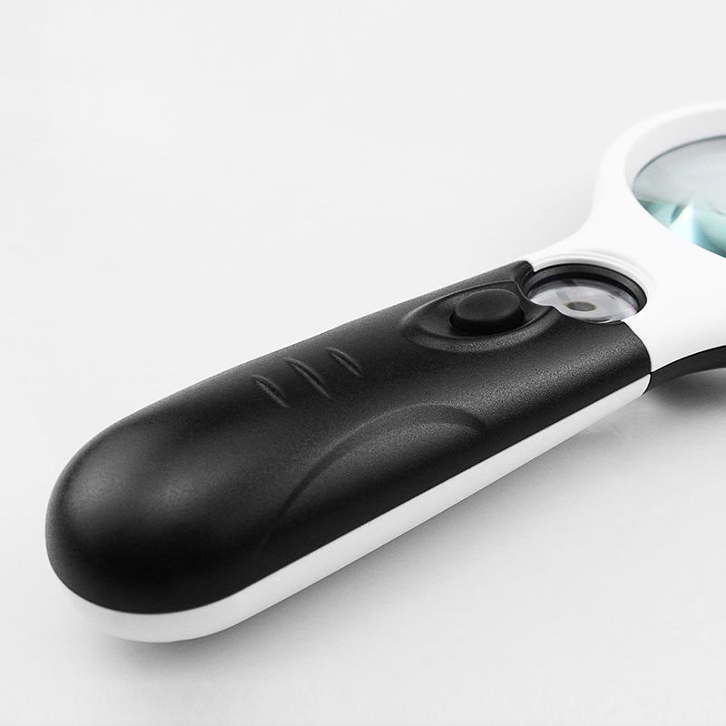 Handheld Illuminated Double Glass Lens Magnifier for Elderly and Parent-Child Reading, 145MM