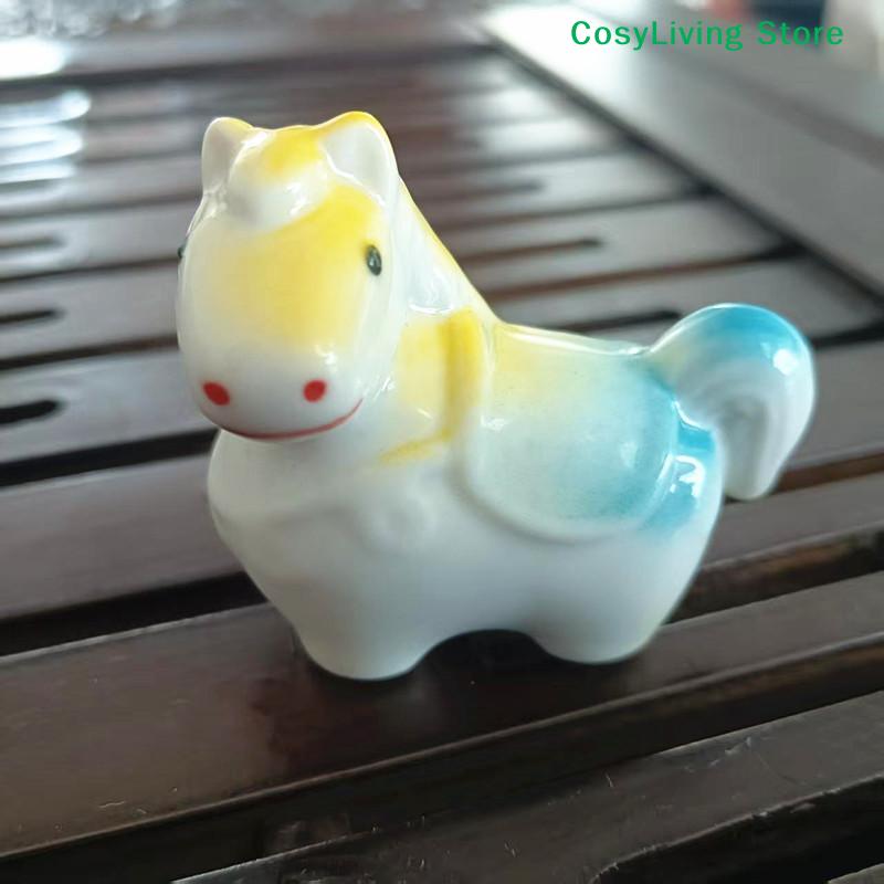 Cartoon Ceramic Zodiac Horse Chopsticks Pillow Chinese Chopstick Rest Chopsticks Holder Spoon Holder Home Decoration