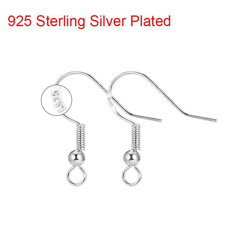 50pcs 925 Sterling Silver Plated Earring Hooks Anti Allergy Earrings Clasps Hook For Diy Jewelry Accessories Making Supplies