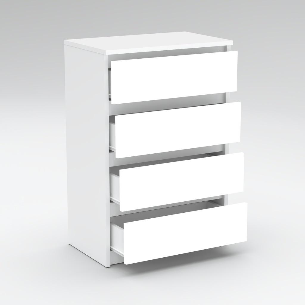 Weiße Kommode mit 4 Schubladen 60 CM TV-Schrank Möbel für Wohnzimmer Schlafzimmer Loft