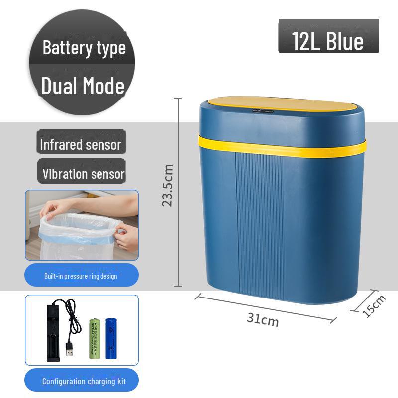 Induction Smart Bathroom Trash Can with Touch-Free Automatic Sensing and Dual Mode Charging