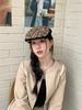 Autumn and Winter Leopard Print Forward Hat Female Spice Girl Subculture Y2k Retro Face Ducktongue Beret