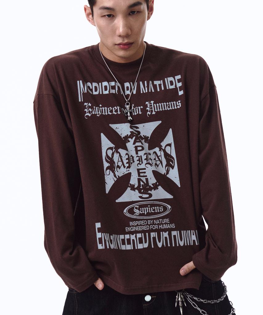Sapienseu Genetic Graphic Long Sleeve Brown