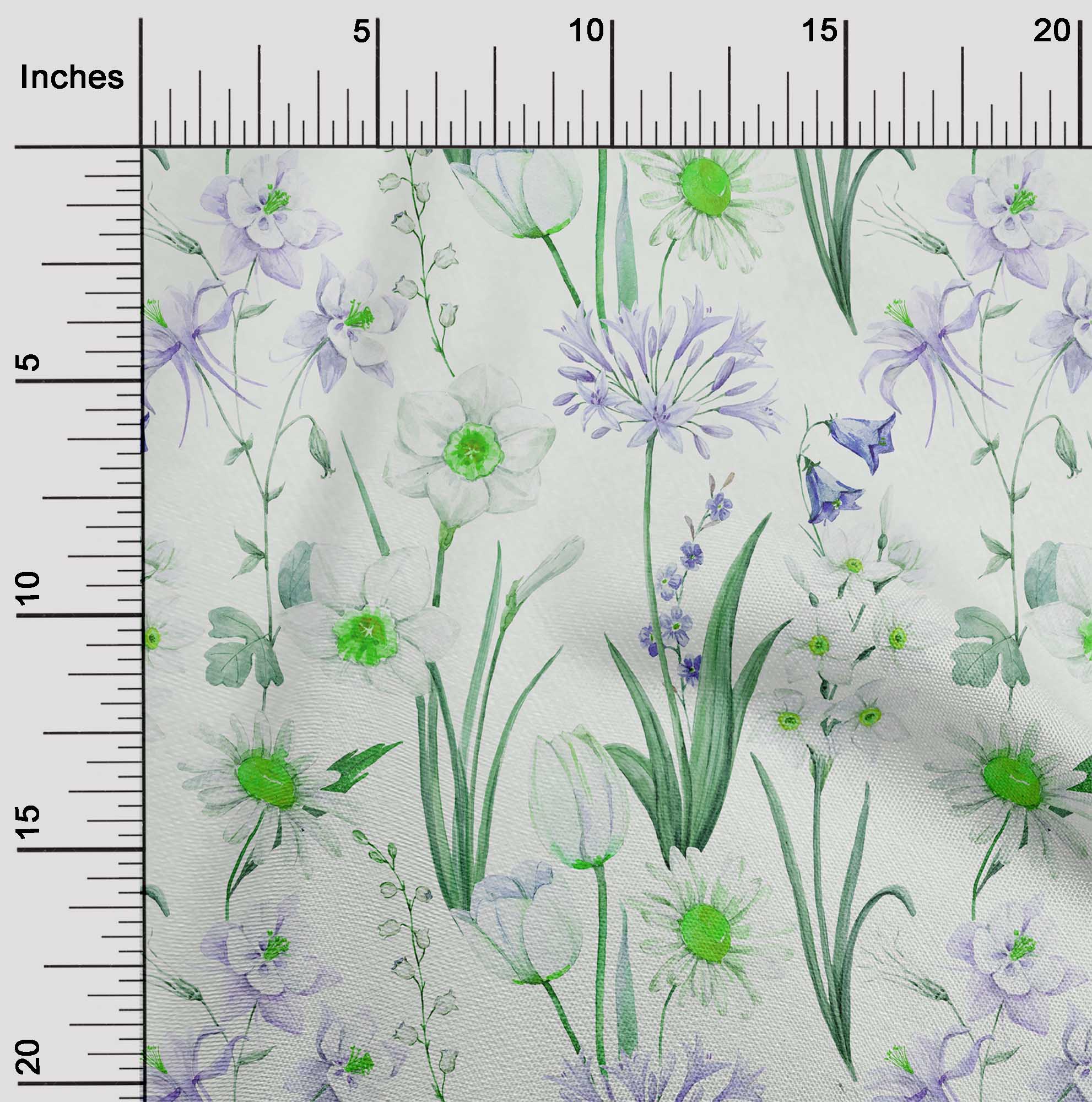 

oneOone Cotton Flex Bluish Violet Fabric Flower & Leaves Watercolor Sewing Material Print Fabric By The Yard 40 Inch 42 Inch Wide - Viscose Chiffon м ята зелений колір