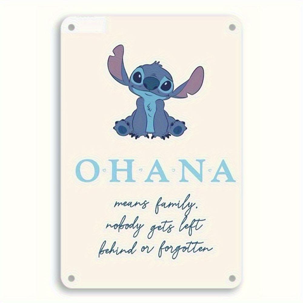 1pc Stitch Metal Wall Art Sign 8"x12" - Ohana Means Family Retro Plaque with Stitch Character, Durable Metal Home Decor for Nurs