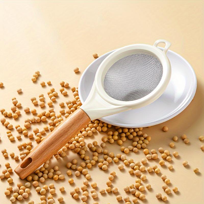 Stainless Steel Flour Sieve Kitchen Household Baking Fine Funnel Sugar Powder Sieve Juice Soybean Milk Separating Residue Filtering Net father gift 1pc
