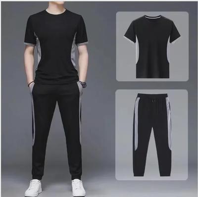 Completo Estivo Trendy da Uomo a Due Pezzi: Pantaloni a nove punti morbidi, elastici, ad asciugatura rapida, abbigliamento sportivo casual classico