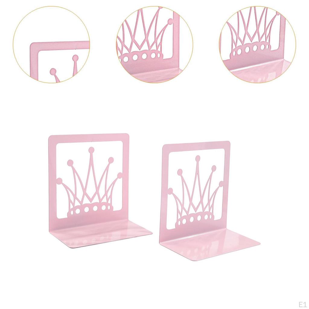 Crown Bookends for Shelves,Book Stopper,Metal,Study Bookshelf Decor Book Ends Journal Organizer