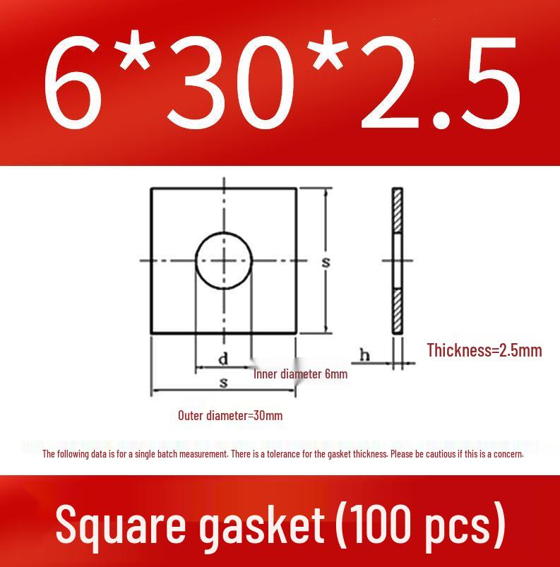 Thick Galvanized Square Iron Washer with Hole for M6-M24 Curtain Wall Use