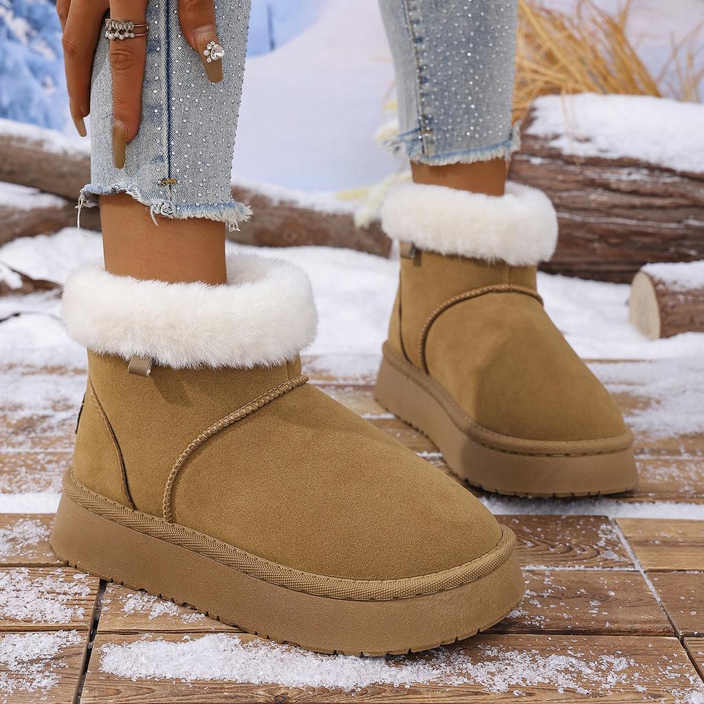 Fashion Women's Classic Solid Fluffy Furry Snow Boots 2025 Winter Warm Short Plush Khaki Ankle Boots Casual Thick Bottom Shoes for Woman