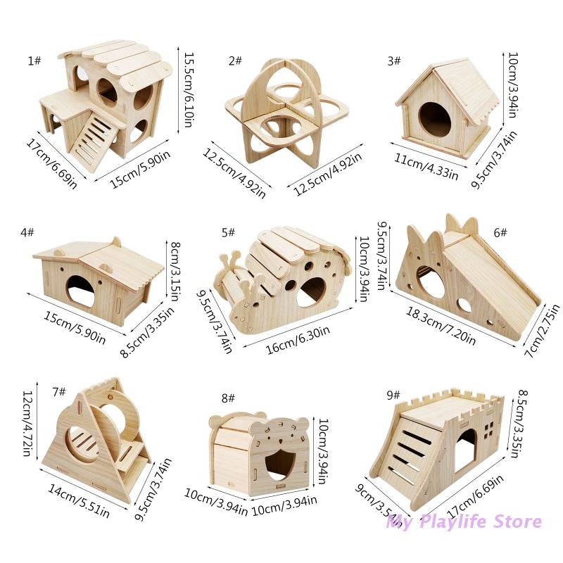 Hamsterhaus, Holzversteck, Kletternest, Lebensraumdekor, kleine Villa, Spielzeug für Mini-Rennmäuse, Goldbären, Meerschweinchen, kleine Haustiere