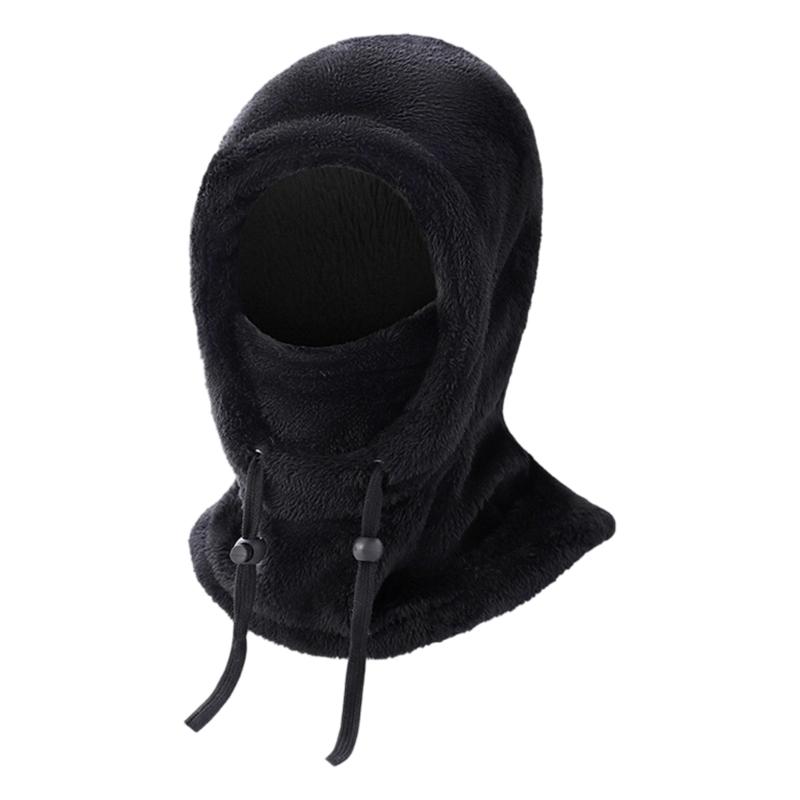 Plush Fleece Hooded Cover Winter Warm Headgear Cycling Unisex Adjustable Visors чёрный
