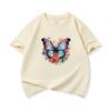 Kids Cotton T Shirt Colorful Floral Watercolor Butterfly Print Crew Neck Short Sleeve Tee Casual Boys Girls Summer Tops