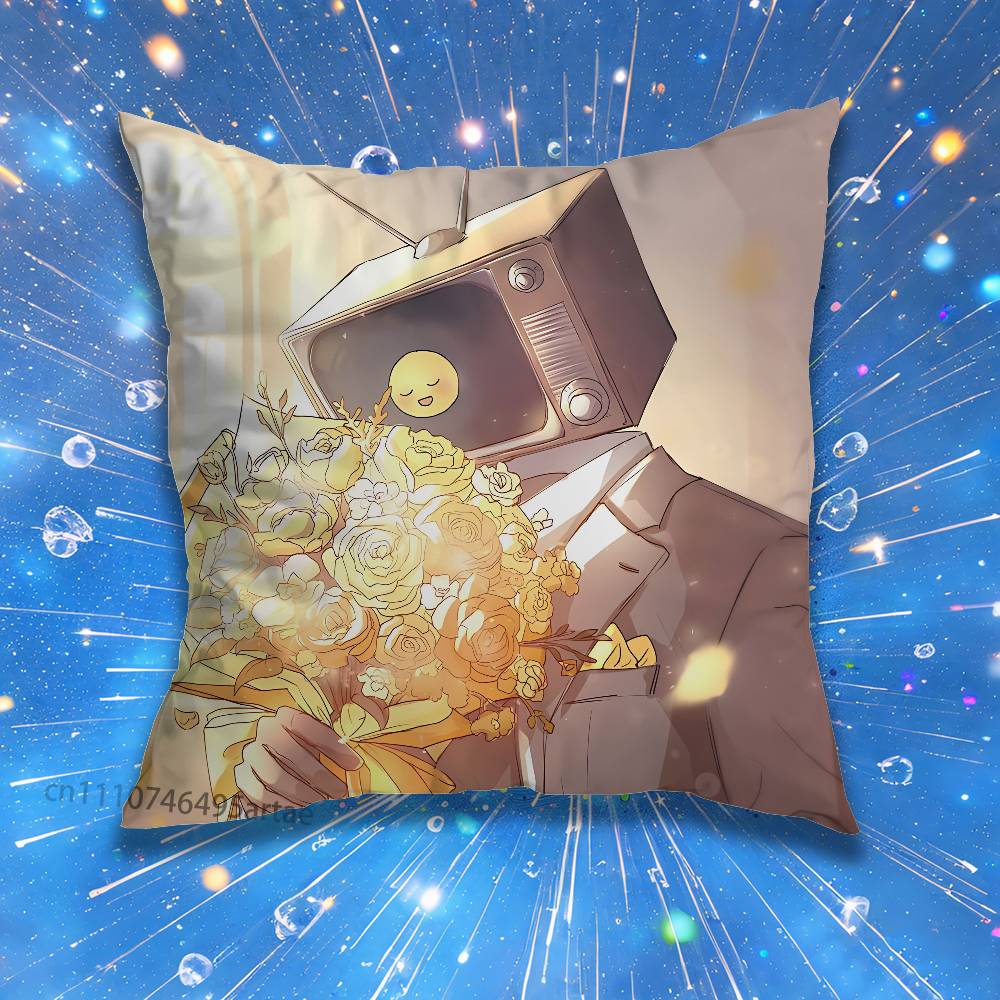 Skibidi Toilet Pillow for Sofa Seat Chair DecorativeModern Home Decor Print Throw Cushion