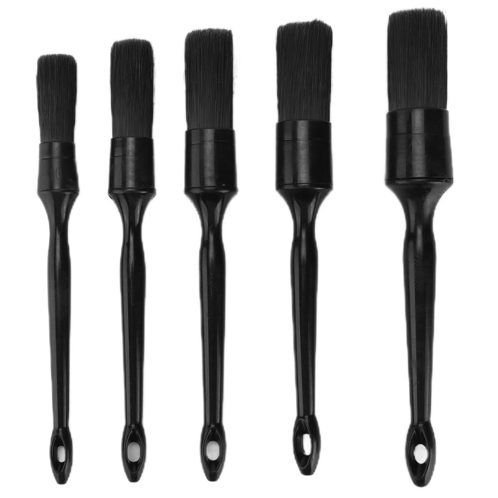 5PCSSet Car Cleaning Detailing Brush Set Black Pure Mane Microfiber Microfilament Maintenance Tool