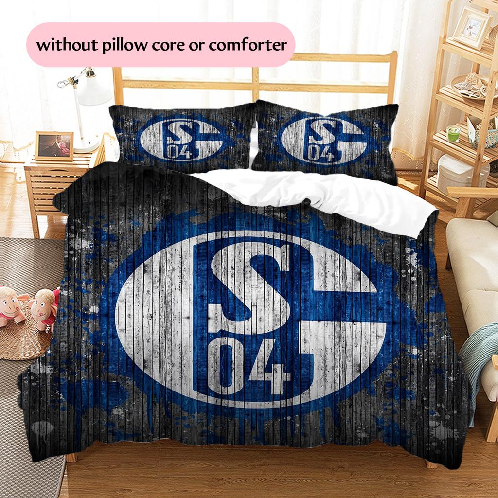 FC Schalke 04 Muster Bettwäsche Bettdecken-Set Heimdekoration Geschenk (1 Bettbezug + 2 Kissenbezüge (ohne Füllung))