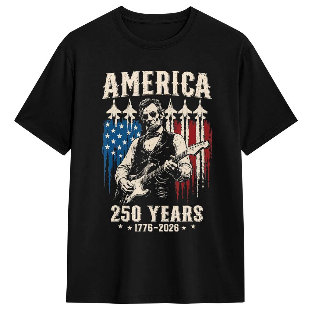 Unisex Unisex Tshirt George Washington Playing Guitar 4th July 250th Anniversary T Shirts Trendy Cool Summer Tees Vintage