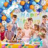 Ouddy Life 128Pcs Blue Balloons Garland Arch Kit, Blue Orange Bone Themed Birthday Party Supplies with Happy Birthday Banner Foil Paw Print Latex