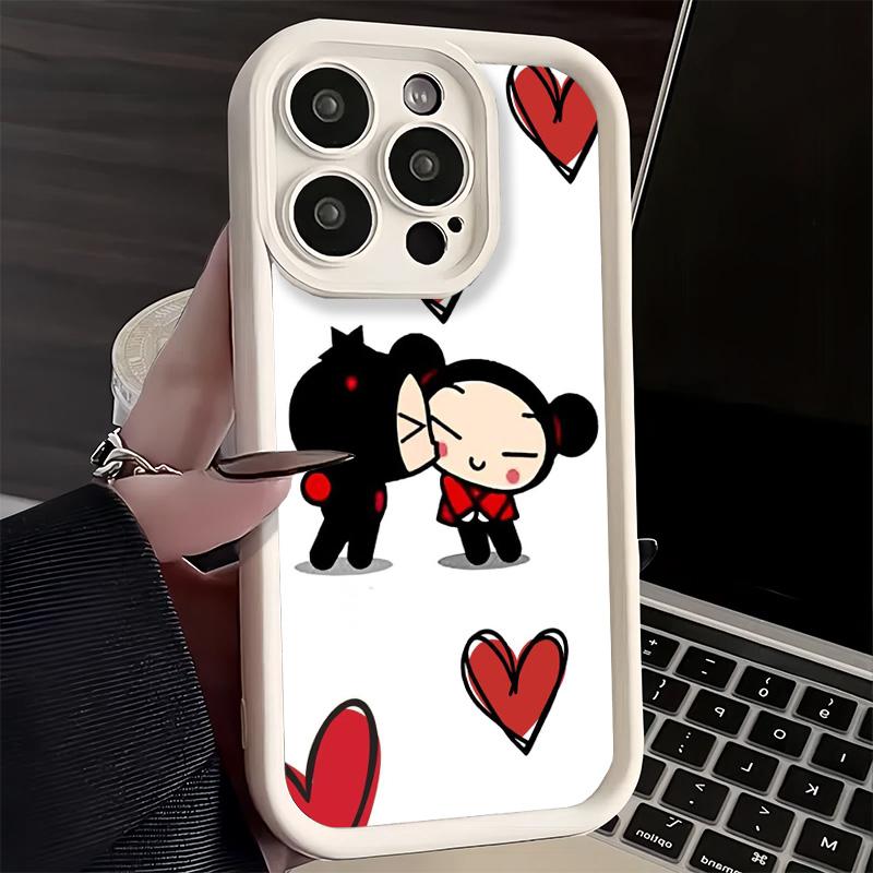 Phone Case for iPhone 17 Air 16E 15 16 Pro Max Cartoon Cute Pucca Garu Cover 14 Plus 13 12 Mini Soft Shell Silicone Fundas