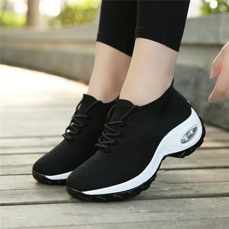 Womens Walking Shoes Slip On Sneaker Socks Platform Nurse Air Cushion Socks Shoes Lightweight Shoes