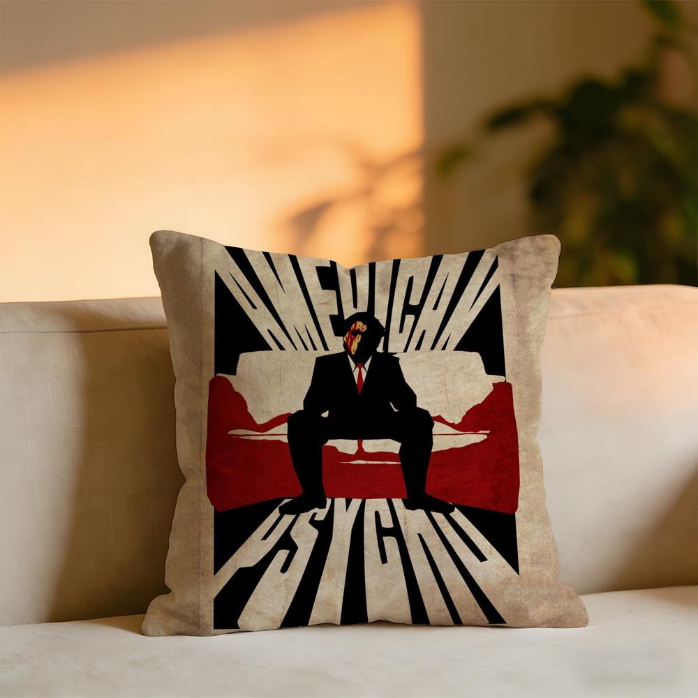 American Psycho Cushion Cover Cozy Velvet Throw PillowSoft Warm Cushion For Sofa Bed