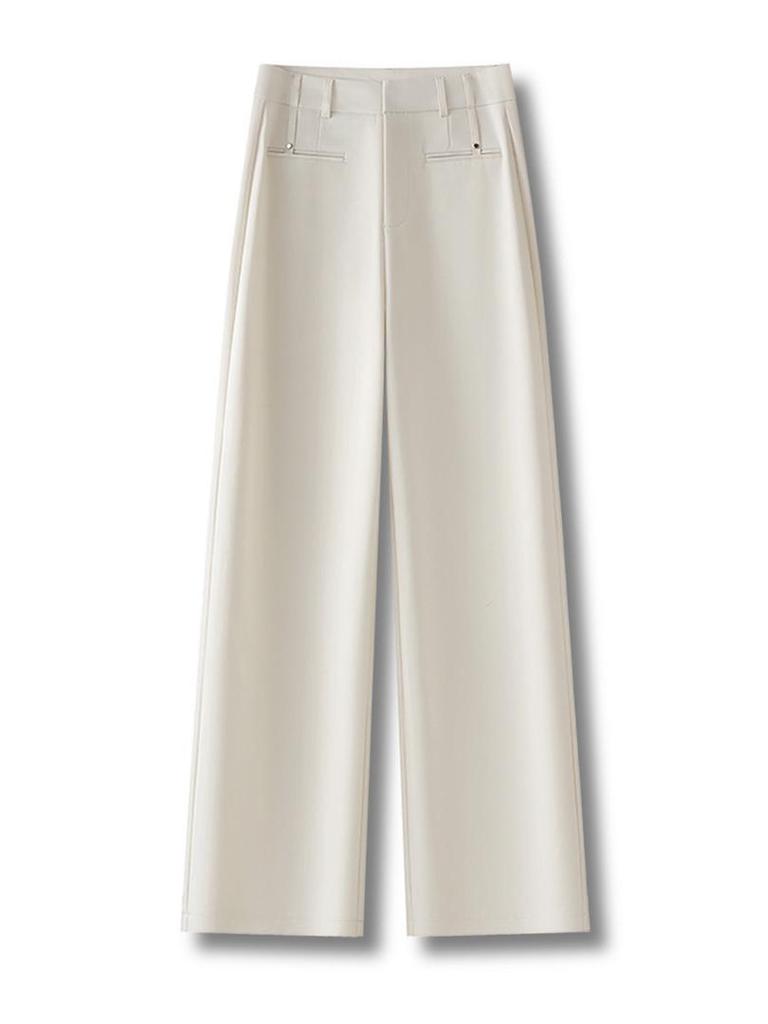 Women's Apricot High-Waisted Slimming Wide-Leg Pants - Spring/Summer 2026 Casual Suit Trousers