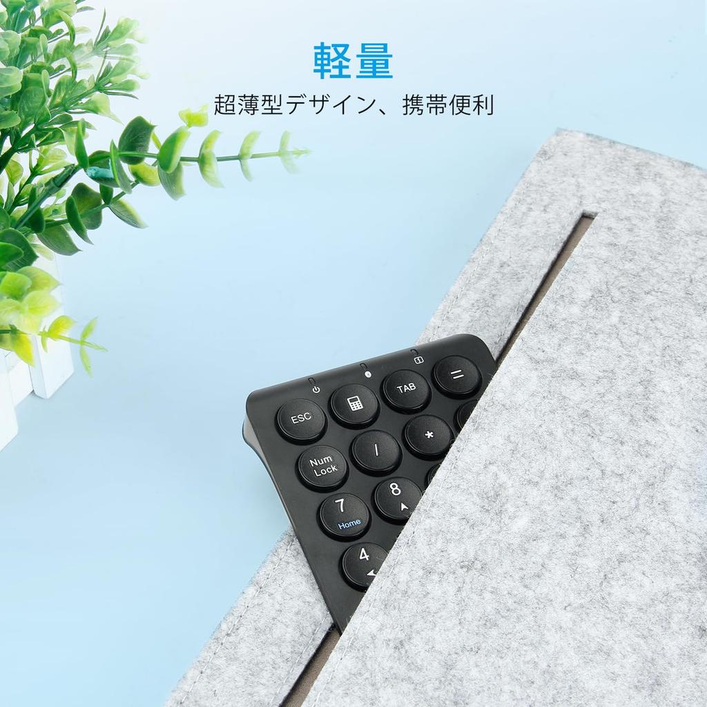 iClever IC-KP08 (Black), Bluetooth Wireless Numeric Keyboard with Pantograph Type-C Charging, Ultra-Thin Tab Key, Bluetooth Wireless Number Pad,