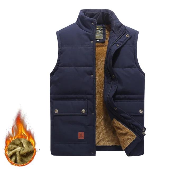 Mens Sleeveless Coat Fashion Plus Size Male Warm Waistcoat Fleece Vest Men Clothing Winter Vest Jackets