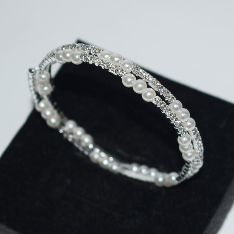 1Pcs Dainty Gold Plated Pearl Bracelet With Shiny Cubic Zirconia Perfect For Daily Weddings Parties Gifts For Women