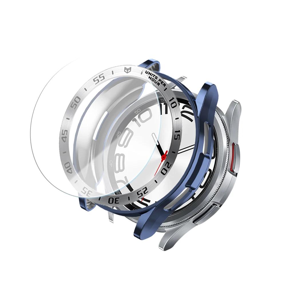 Tempered Glass+Bezel+Case for Samsung Watch 6 Classic 43mm 47mm Cover TPU Bumper All-Around Protector Clear Scratch Screen Shell
