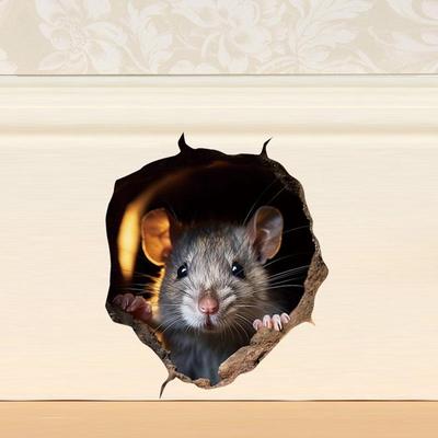 Cute Cartoon Little Rat Hole Sticker Mouse Hole Wall Stickers Home Decorations