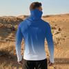 Men Raglan Sleeve Gradient Hooded Long Sleeve Sun Shirt Lightweight Pullover with Thumb Holes for Outdoor Activities