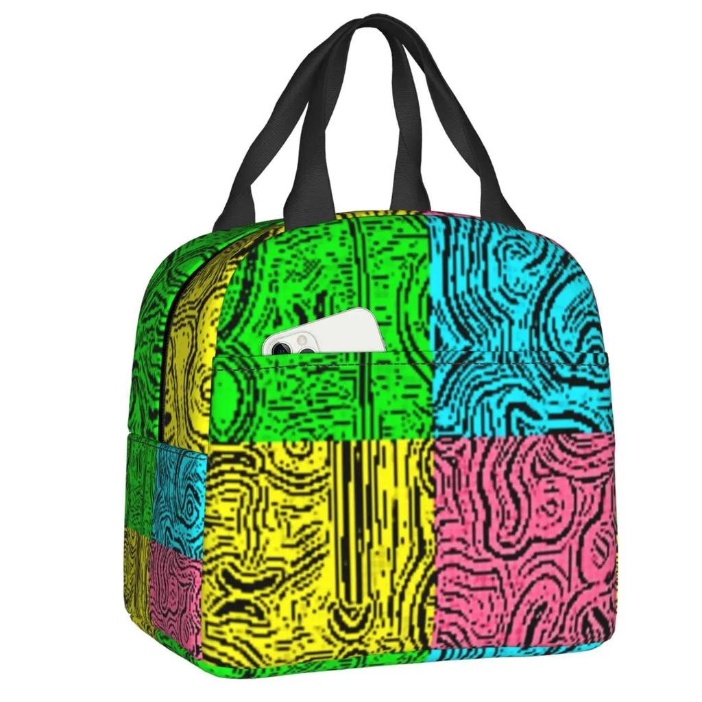 Bunte Katze Tragbare Lunchboxen für Frauen Wasserdicht Pop Art Kühltasche Thermisch Isoliert Lunchtasche lunchbag