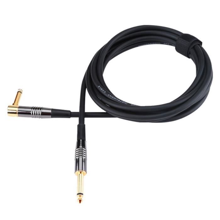 Rayzm Câble Guitare 3m - Noiseless Guitare - Basse Lead, Câble D'instrument Mono Mâle TS 1-4 Jack Droit et Angle Droit - Jacks