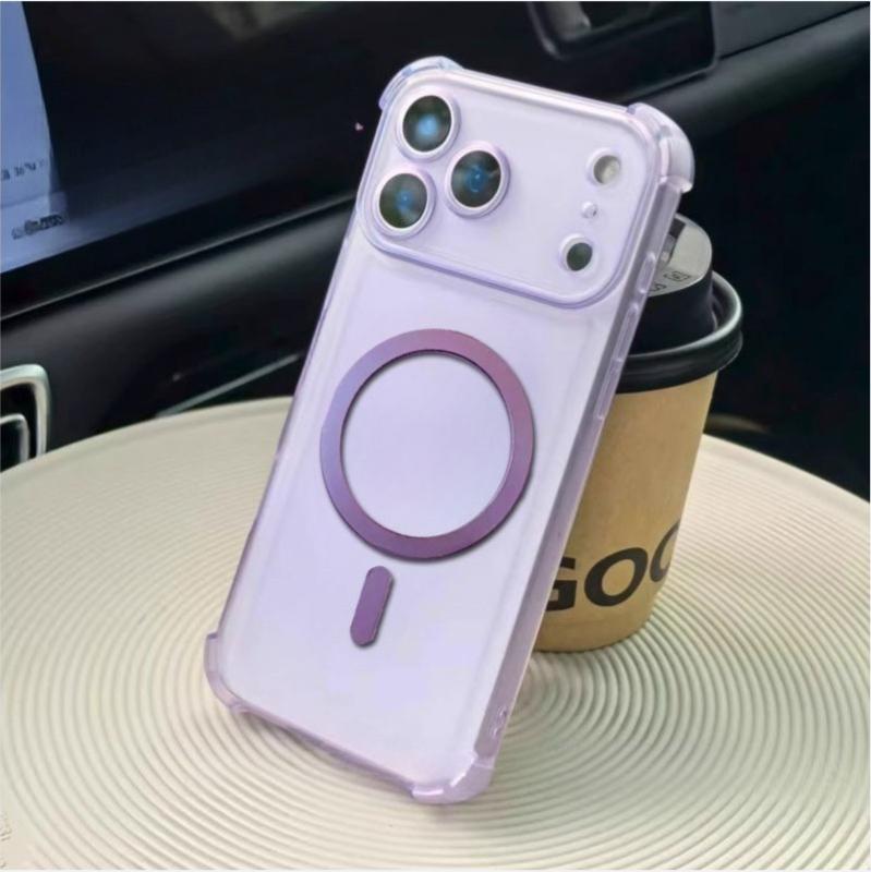 Magnetic Wireless Charging Airbag TPU Shockproof Case For iPhone 17 Pro Max  iPhone Air Magsafe Translucent Soft Silicone Cover Bumper