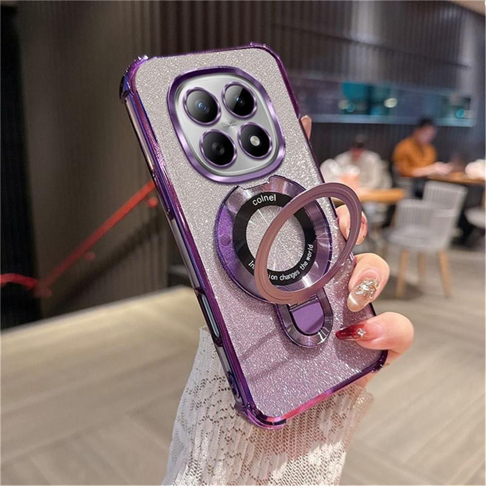 For Honor Magic 8 Lite Glitter 4-Point Anti Fall Plating Kickstand Phone Case For Honor Magic 8 7 6 5 Lite Pro Magnetic Cover