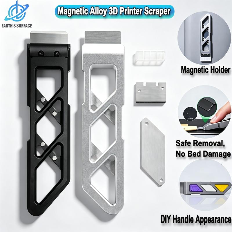 Lehký CNC slitina 3D tiskárna Škrabka s magnetickým držákem, Bezpečný a nepoškozující nástroj pro odstraňování výtisků z 3D tiskových desek