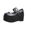 Comemore New Sweet Lolita Style Gothic Cosplay Black Pink Cozy Wedges Mary Jane High Heels Pumps Platform Shoes Woman Black Pink