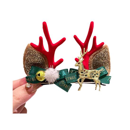 1 pár vánočních sponek do vlasů Slavnostní styly Sob Vánoční strom Sněhulák Santa Claus Plyšové Flitrová dekorace Sponky do vlasů