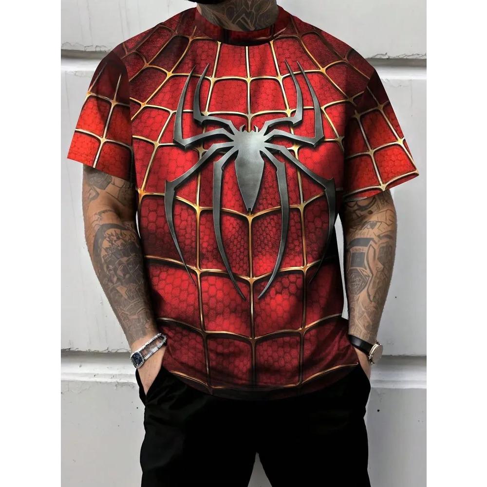 Men's Casual Plus Size Comfortable Round Neck Short Sleeved T-shirt Fashionable Personalized Animals T-shirt