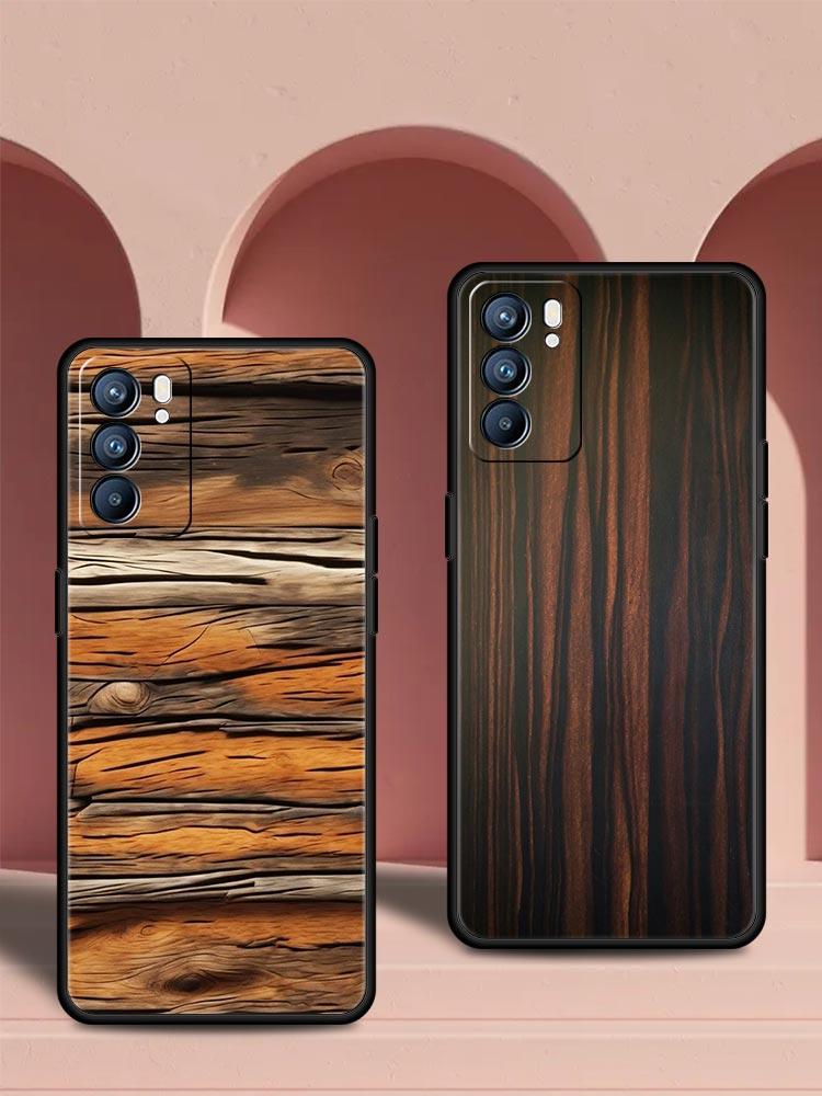 Luxury Vintage Wood Grain Pattern Phone Case For Oppo Reno 13 12 11 10 7 F Find X5 X6 A98 A80 A79 A78 A57 A54 A17 Pro Soft TPU