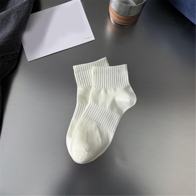 Mens Athletic Basic Solid Color Cotton Crew Socks Moisture Wicking Running Elastic Cuff Short Tube Ankle Socks for Men