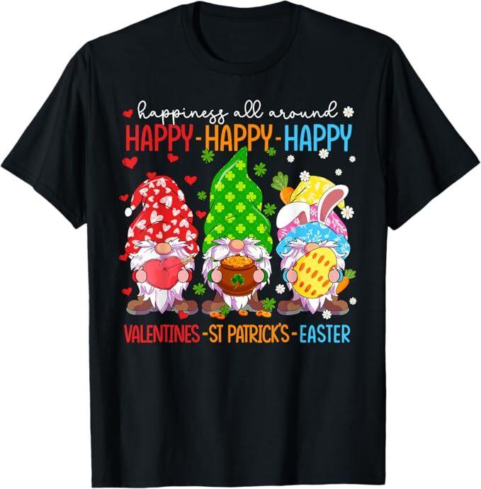 

Happy Valentines St Patrick Easter Happy Holiday Gnome Funny T-Shirt 4XL